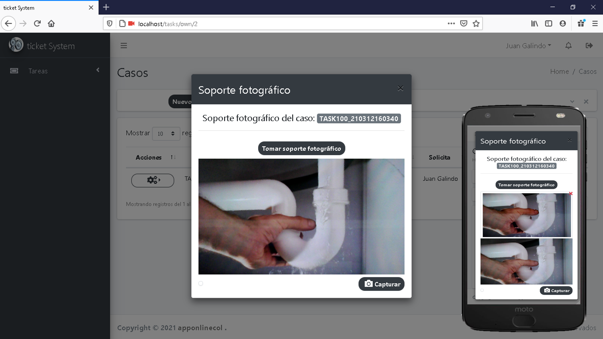 Soporte fotográfico de tareas o casos - apponlinecol.com